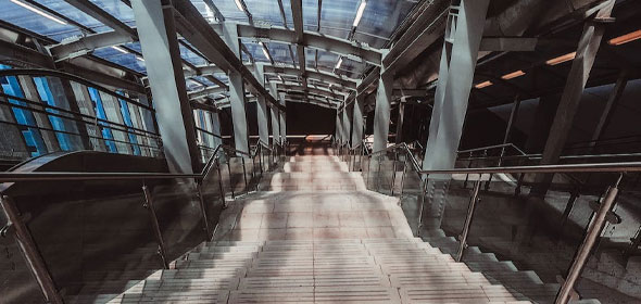 Empty Railway Staircase With Steel Handrail — Steel Fabricators on Northern Territory