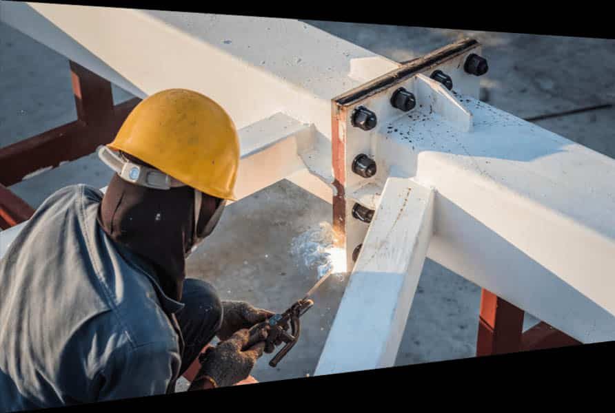 Welder Wearing Safety Hard Hat — Structural Steel Fabricators in Rosemount, QLD